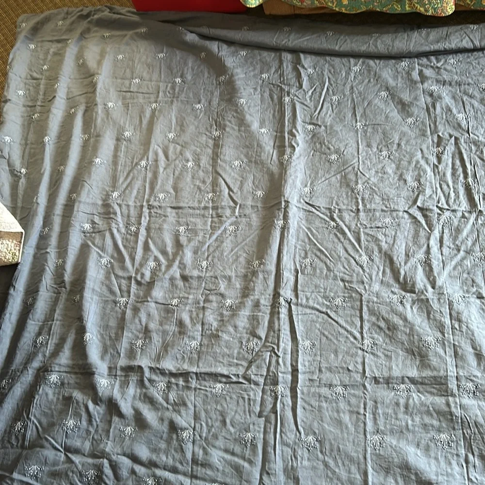 Blue/Gray Embroidered Cotton Duvet Cover